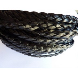 CUIR TRESSE PLAT 10X3mm NOIR le mètre