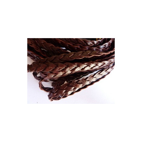 CUIR TRESSE 10X3mm BRUN le mètre