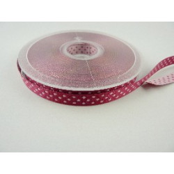 RUBAN A POIS BLANC FOND FUCHSIA