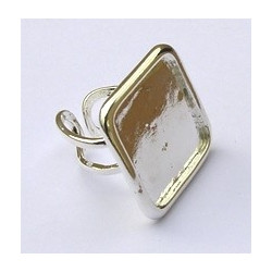 SUPPORT DE BAGUE CARRE 28mm couleur argent