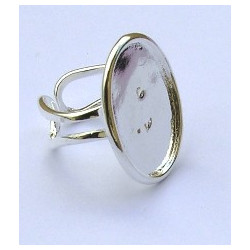 SUPPORT DE BAGUE OVAL 29mm couleur argent 2eme CHOIX