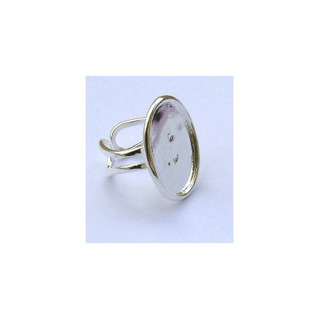 SUPPORT DE BAGUE OVAL 29mm couleur argent 2eme CHOIX