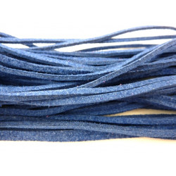 LACET PLAT SUEDINE 1 METRE BLEU MARINE