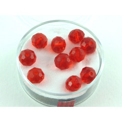 PERLES FACETTES TONNEAU 6X8MM ROUGE