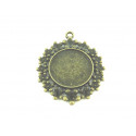 PENDENTIF ROND FLEURI COULEUR BRONZE 