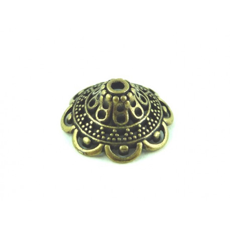 CALOTTE FILIGREE FLEUR  COULEUR BRONZE18mm X4