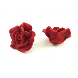 PERLE ROSE ROUGE 30mm x 16mm