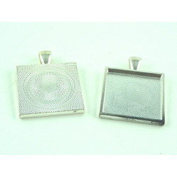 SUPPORT DE PENDENTIF CARRE 25X25 ARGENT BRILLANT