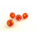 PERLE ARTISANALE INDIENNE A POIS "ROUGE" x5