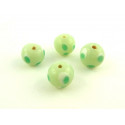 PERLE ARTISANALE INDIENNE A POIS "VERT" x5