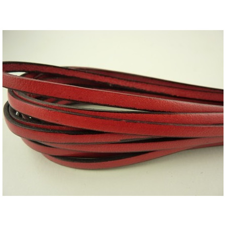 CUIR PLAT ROUGE 5X2MM X 10CMS