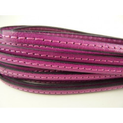 CUIR PLAT SURPIQUE FUSHIA 5X2MM X 10CMS