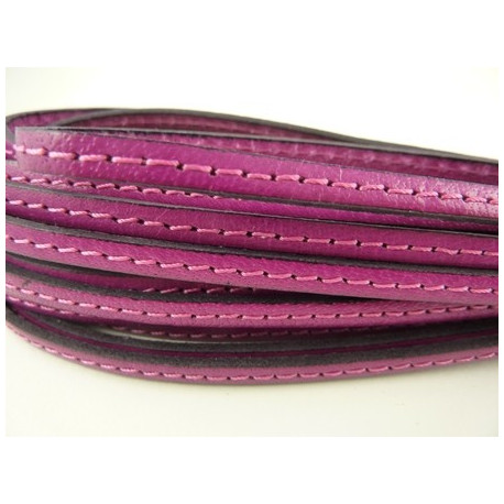 CUIR PLAT SURPIQUE FUSHIA 5X2MM X 10CMS