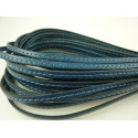 CUIR PLAT SURPIQUE BLEU MARINE 5X2MM X 10CMS