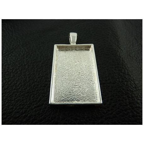 SUPPORT DE PENDENTIF RECTANGLE  ARGENT BRILLANT 32X20MM