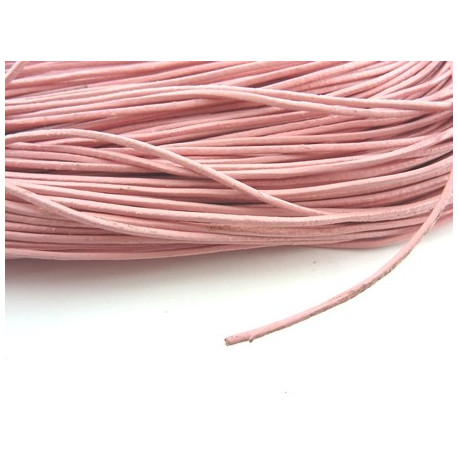 CORDON CUIR 1MM ROSE