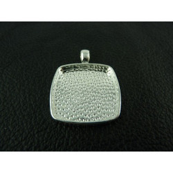 SUPPORT DE PENDENTIF CARRE 25X25 IRREGULIER ARGENT BRILLANT  