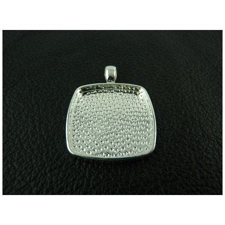 SUPPORT DE PENDENTIF CARRE 25X25 IRREGULIER ARGENT BRILLANT  