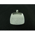 SUPPORT DE PENDENTIF CARRE 25X25 IRREGULIER ARGENT BRILLANT  