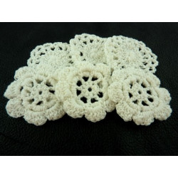 FLEURS AU CROCHET x  6 BLANC