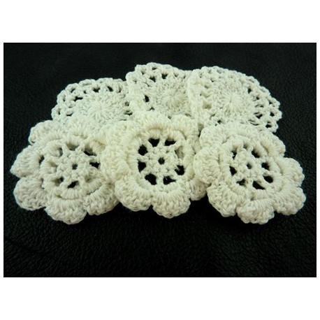 FLEURS AU CROCHET x  6 BLANC