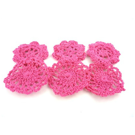 FLEURS AU CROCHET x  6 FUCHSIA