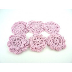 FLEURS AU CROCHET x  6 ROSE PALE