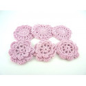 FLEURS AU CROCHET x  6 ROSE PALE