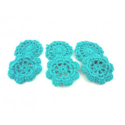 FLEURS AU CROCHET x  6 TURQUOISE