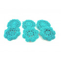 FLEURS AU CROCHET x  6 TURQUOISE