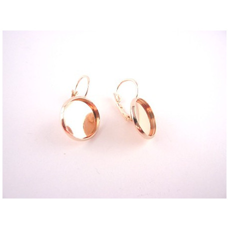 SUPPORT DE BOUCLE D'OREILLE RONDE A SERTIR ROSE DORE