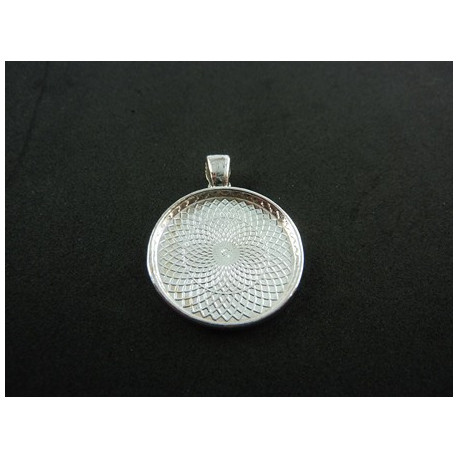 SUPPORT DE PENDENTIF ROND 25MM ARGENT BRILLANT