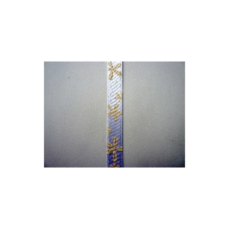 RUBAN SATIN A FLEURS BLANC